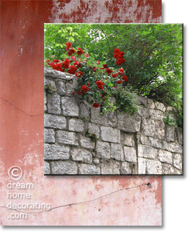 Tuscan-inspired color scheme of chianti, rose madder, green and grey