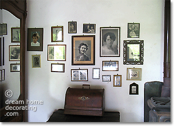 ancestor photo gallery on a wall in San Gimignano, Tuscany
