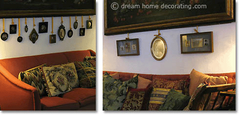 tuscan wall decoration with small picture frames