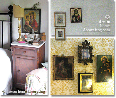 religious imagery on bedroom walls in Tuscany
