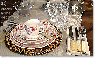 Italian table setting with dinnerware, flatware and crystal