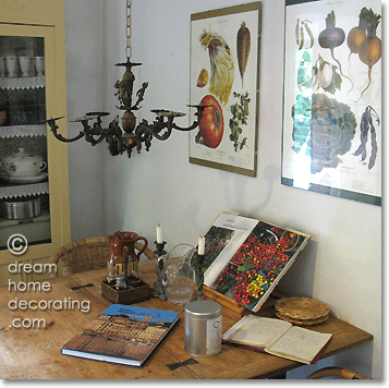 Italian table setting with books and candleholders