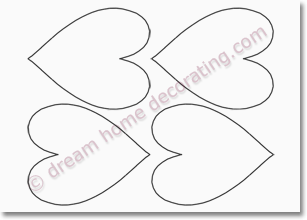 Valentine heart print template, 1/4 letter size