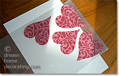 How to make Valentine hearts: Step 2, filling the laminator pouch