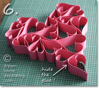 Valentines day craft idea: hearts made of paper strips