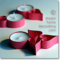 Make Valentine Table Decorations From Tea Candles & Colored Card