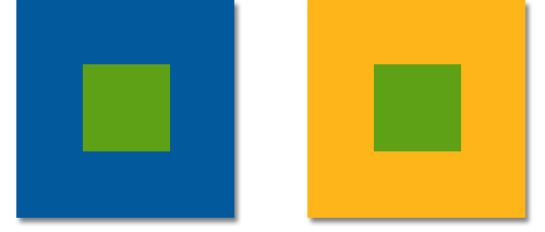 green on blue, green on yellow