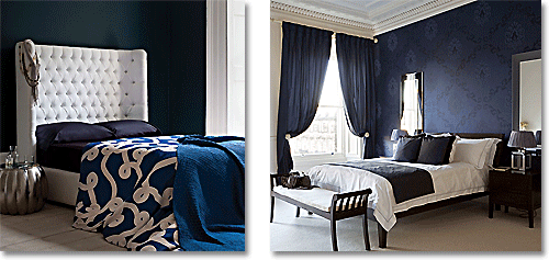 dark blue and white bedrooms