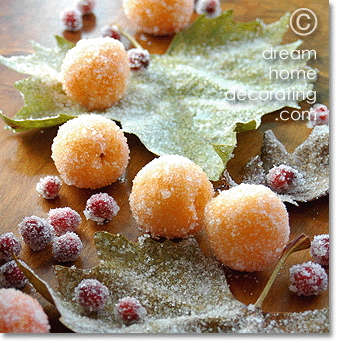 christmas table decoration idea: frosted fruit