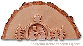 German nativity cut out of a tree disc German nativity cut out of a tree disc