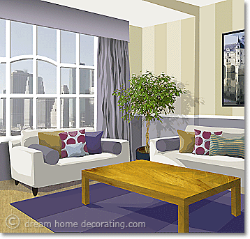 purple-yellow complementary room color scheme