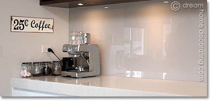 contemporary kitchen counter with vintage coffee sign