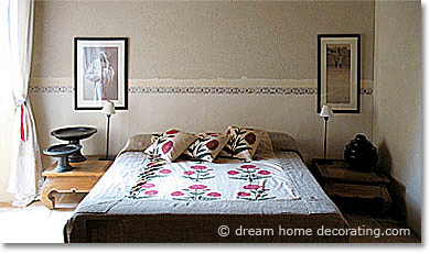 Asian-influenced bedroom in rural France