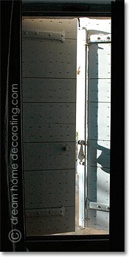 exterior wood shutters, pale blue, France