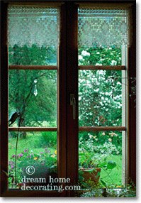 rustic band of filet lace curtain, Switzerland