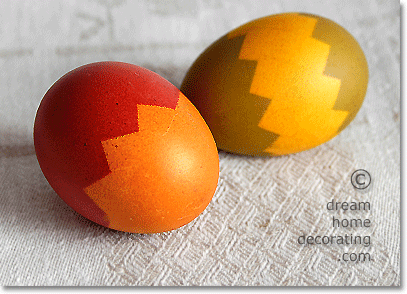 two-tone zigzag easter egg patterns with masking tape