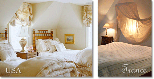 Comparison of authentic French and American French style bedroom decor