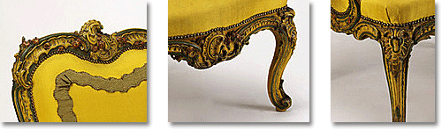 carved detail on a Louis XV rococo chair