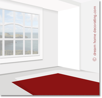 white room with red rug