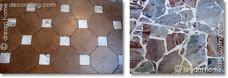 italian country flooring: broken marble and cotto tiles