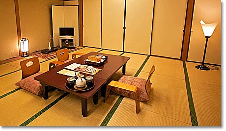 traditional Japanese room (washitsu) set for a meal