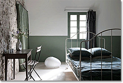 atmospheric bedroom in neutral colors, Provence, France