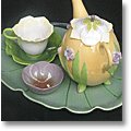 flower-decorated tea set