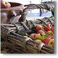 rustic wicker basket with cherries