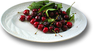 Red cherries on creamware