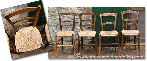 Tuscan rush seated ladderback chairs, Province of Siena, Italy