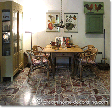 Tuscan style kitchen/dining area with terrazzo flooring, Province of Siena, Italy