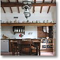 kitchen with exposed beams, Province of Siena, Tuscany, Italy