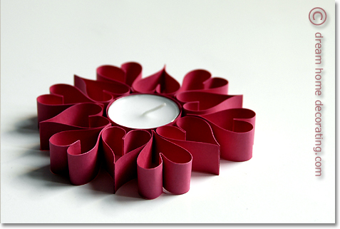 Valentine paper hearts around a tea light make great table decor