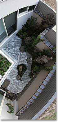 sunken Japanese rock garden in Tokyo, Japan