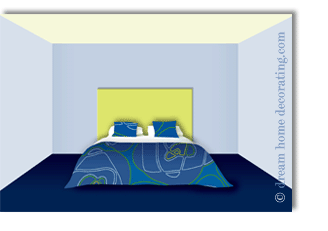 bedroom in blue-yellow