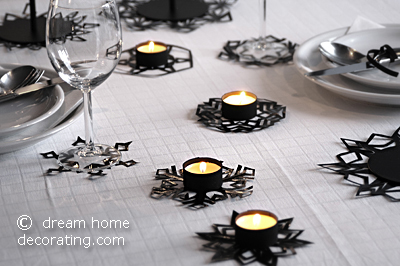 Black snowflakes on my Grandmother's white tablecloth