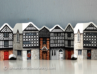 free printable christmas card & decoration: English Tudor cottages