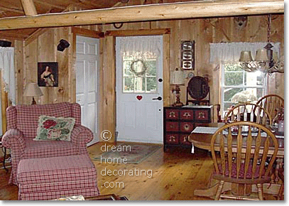 Log cabin interior in Canada