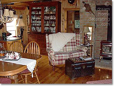 Log cabin interior in Canada