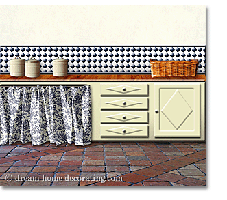 toile de jouy in a French-style kitchen