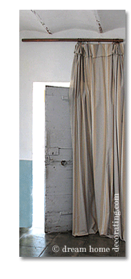 ticking curtains for an old door
