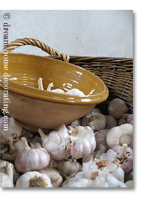 garlic in a large wicker basket