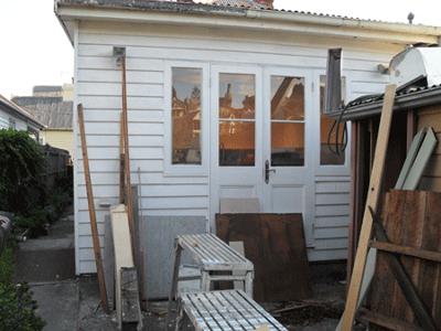 Old Bathroom Wall Turned Kitchen/Garden Door