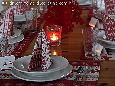 Red & White  Color Scheme For Napkins / Place Mats / Place Cards
