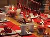 Christmas coffee table setting in red & white