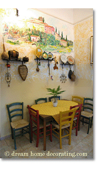 tuscan cafe with painted furniture