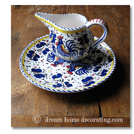 majolica plate and jug in Tuscany