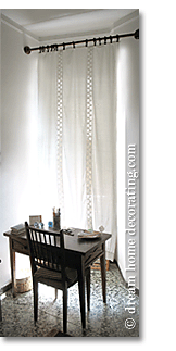 writing desk and Tuscan window treatment in San Gimignano