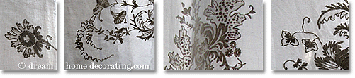 white-on-white embroidery on a palazzo curtain in Tuscany