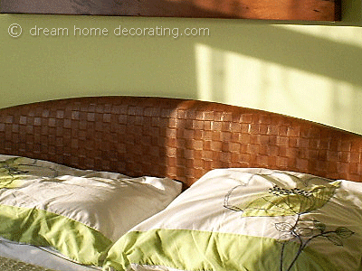 bedroom in lime, terracotta and white bedroom in lime, terracotta and white